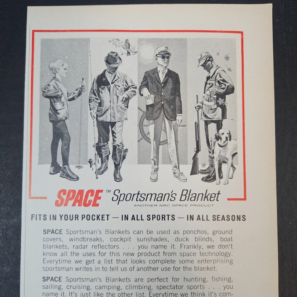 1966 Space Sportsman's Blanket National‎ Research Vintage Print Ad Cambridge MA